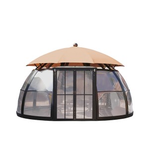 Outdoor Galvanized Steel Hardtop Double Roof Permanent Gazebo Canopy