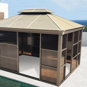 Hardtop Gazebo Galvanized Steel Outdoor Gazebo Canopy Double Vented Roof Pergolas