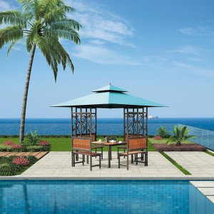 Gazebos Tent for Patios Outdoor Canopy Shelter with Elegant Corner Curtain
