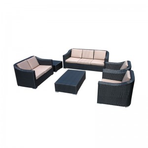 High Quality Modern Livining Room Garden and Home Furniture Black Rattan Wicker Woven Elegant Sectional Sofa for Outdoor