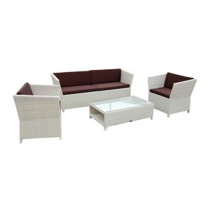 Patio White PE Wicker Sofa Sets Outdoor Rattan Conversation Furniture Set