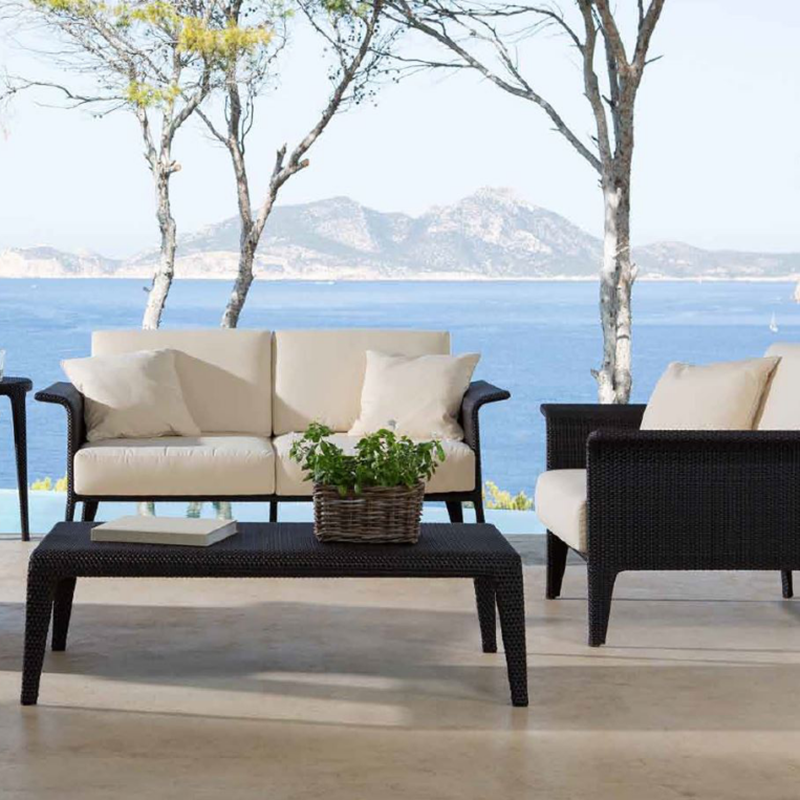 China Garden Gazebo Factory – 
 Wicker Patio Conversation Furniture Set, Tempered Glass Table Top  – Yufulong