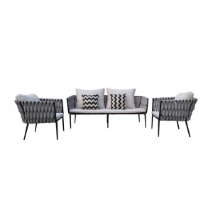 Patio Conversation Set Rope Outdoor Patio Furniture, Modern Deep Seating Sofa Set