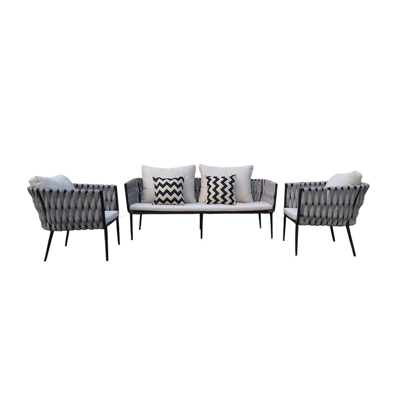 China Folding Sun Lounge Company – 
 Patio Conversation Set Rope Outdoor Patio Furniture, Modern Deep Seating Sofa Set – Yufulong