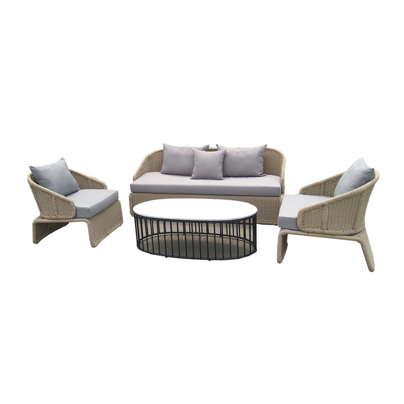 Wholesale Suntime Parasol Supplier – 
 Outdoor Furniture Set Beige Wicker Sectional Sofa for Garden – Yufulong