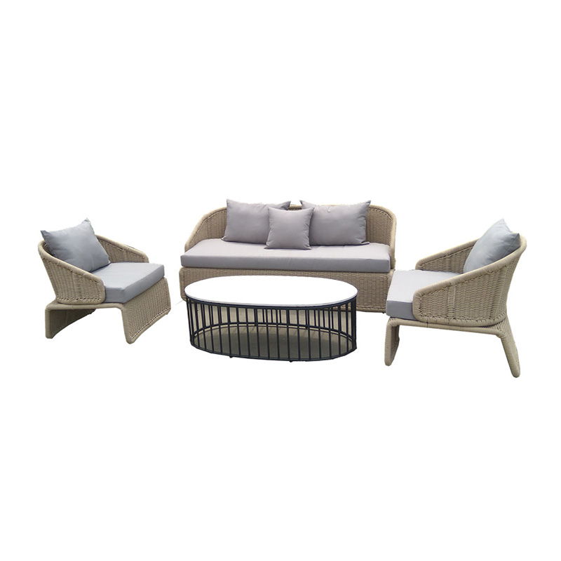 Wholesale Telescopic Gazebo Factory – 
 Outdoor Furniture Set Beige Wicker Sectional Sofa for Garden – Yufulong