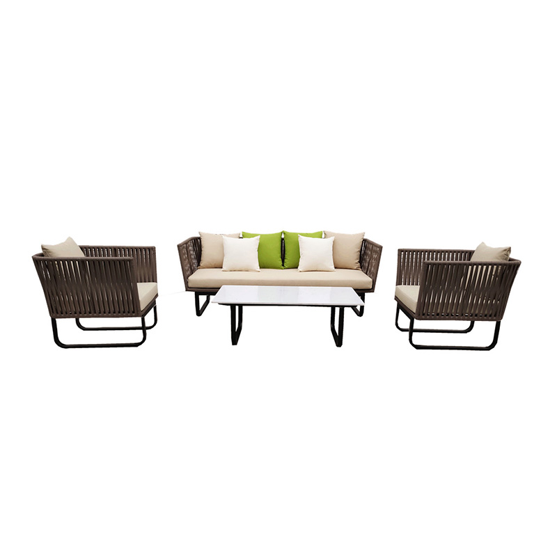 Patio Conversation Set Rope Outdoor Patio Furniture, Modern Deep Seating Sofa Set