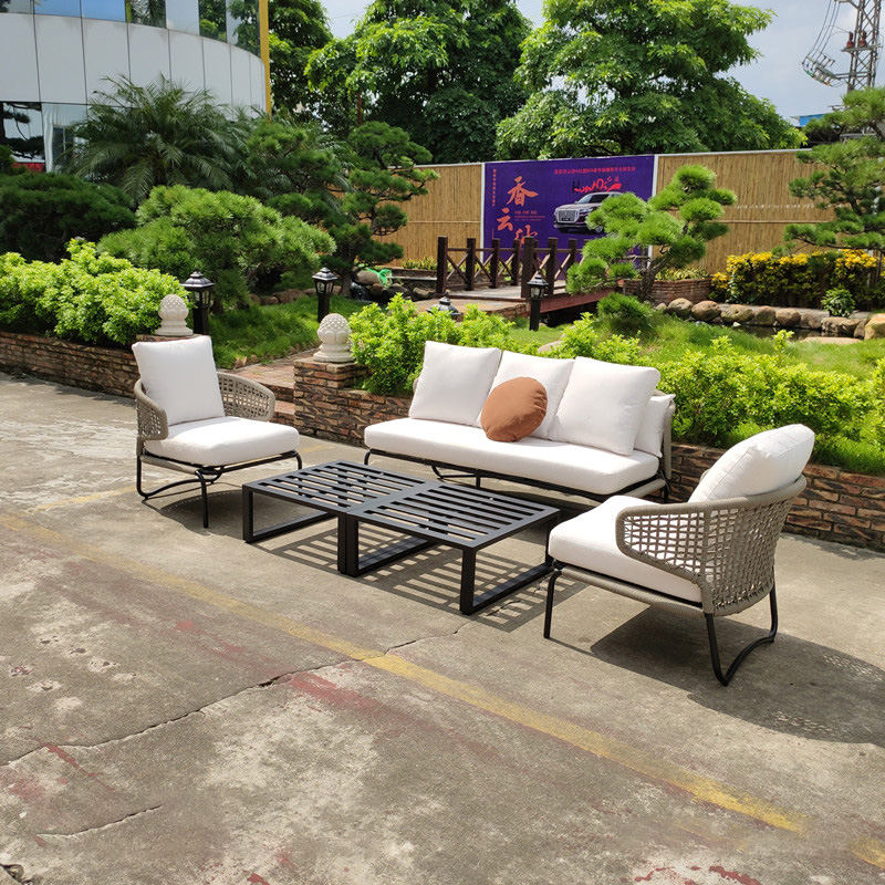Aluminum Outdoor Patio Furniture With Rattan, Patio Conversation Sofa Set