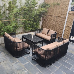 Factory Free sample China Outdoor Furniture Divano Da Giardino Rattan Garden Sofa with Waterproof Cushion