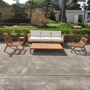 Hot New Products Rattan Sofa -
 Patio Wood Rattan Conversation Set, Outdoor Wicker Seating Chat Set, Sectional Sofa Set – Yufulong