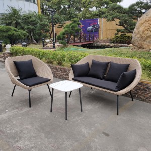 OEM Customized China Soft Cushion Garden Sofa for Hotel Resort Villa Half Round Rattan Sofa