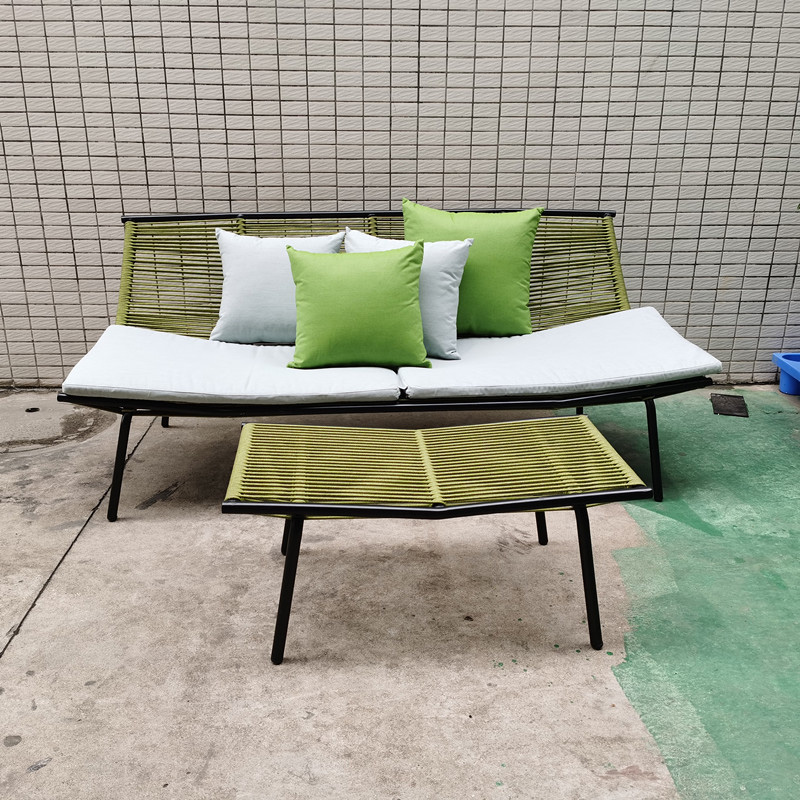 Loveseat Sofa in Patio Furniture Set Outdoor Aluminum Conversation Sets for Indoor Garden Porch Deck