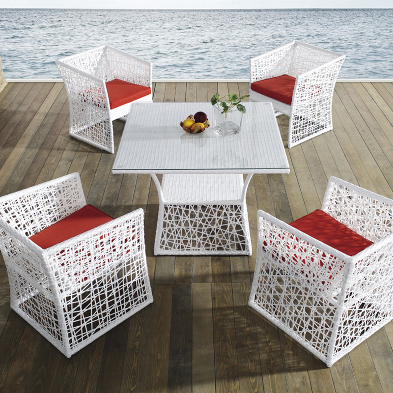 Factory Supply Defile Resisting -
 Outdoor Patio Dining Set White Poly Rattan Sectional Conversation Set Garden Outdoor Furniture – Yufulong