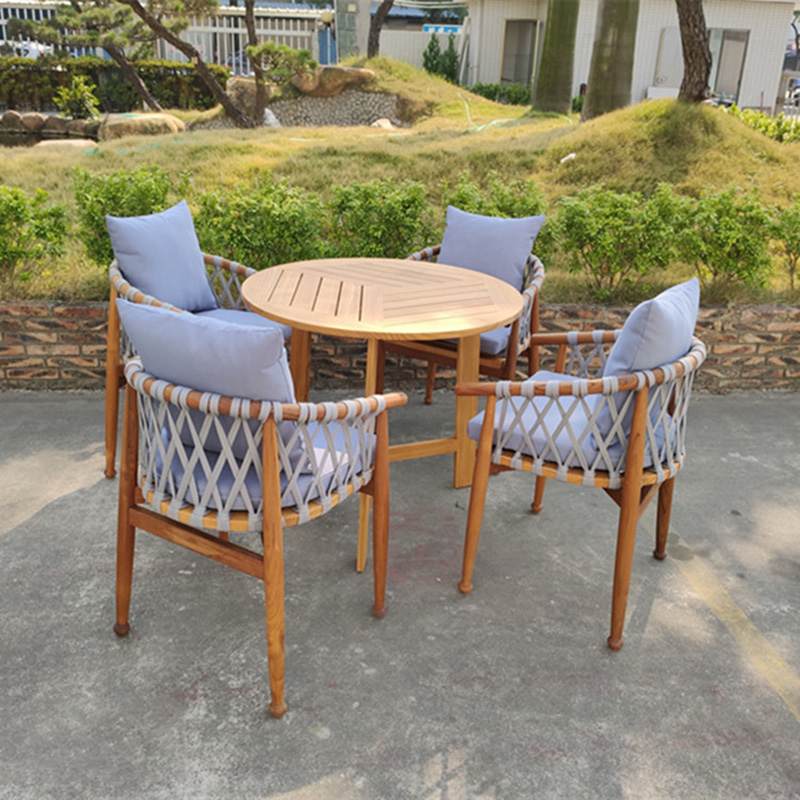 Well-designed Garden Furniture -
 Outdoor Patio Wood in Teak Oil Finish, Patio Rope for Balcony Deck Poolside Porch – Yufulong
