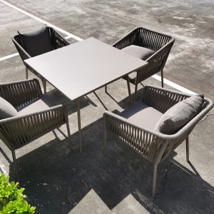 Europe style for Bar Furniture -
 Woven Rope Outdoor Patio Dining Set (Include 4 Dining Chairs and 1 Dining Table) – Yufulong