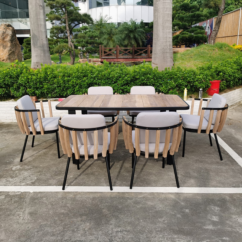 2021 Latest Design Dining Set -
 Indoor Outdoor Dining Set Furniture,Square Tempered Glass Top Table – Yufulong