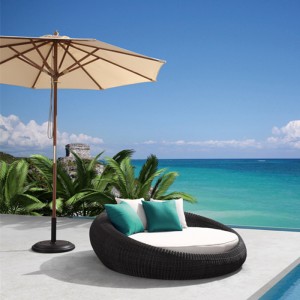 China Monaco Sun Lounger Manufacturers – 
 Round Daybed Outdoor Indoor Large Accent Sofa Chair Lawn Pool Garden Seating – Yufulong