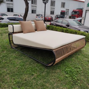 Factory Price For China Unique Design Aluminum Rattan Lounge Chair Set, Round Tea Table