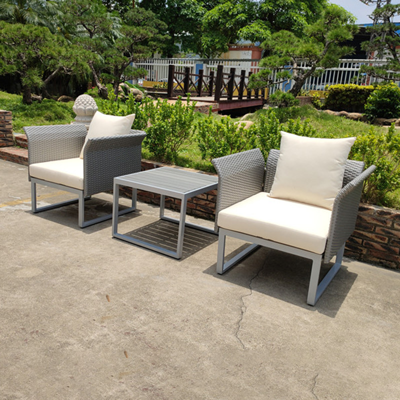 Patio Dining Set, Wicker Outdoor Chairs and Metal Table for Balcony