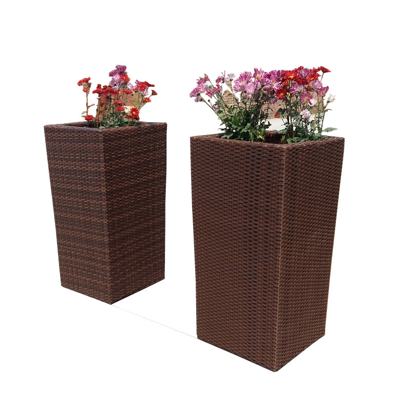 Good Quality Wicker Pot Planter Set – Patio Sense Alto Wicker Planter Set with Liners for Outdoors  – Yufulong