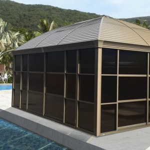 Outdoor Hardtop Permanent Patio Garden Gazebo with sliding door