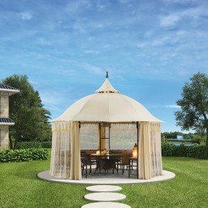 Gazebos Tent for Patios Outdoor Canopy Shelter with Elegant Corner Curtain