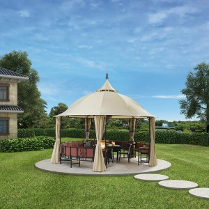 Gazebos Tent for Patios Outdoor Canopy Shelter with Elegant Corner Curtain