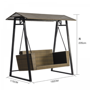 Outdoor Patio Rattan Swing Chair, Adjustable Backrest and Canopy, Porch Swing Chair