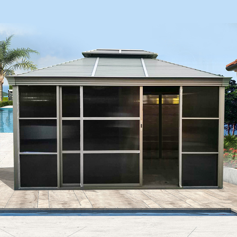 China Folding Sun Lounge Factory – 
 Hardtop Gazebo Galvanized Steel Outdoor Gazebo Canopy Double Vented Roof Pergolas – Yufulong