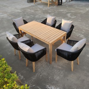 Professional Factory for China Nordic White Dining Table Sets MDF Wooden Table Strong Plastic Chairs Dining Table 6 Chairs Set